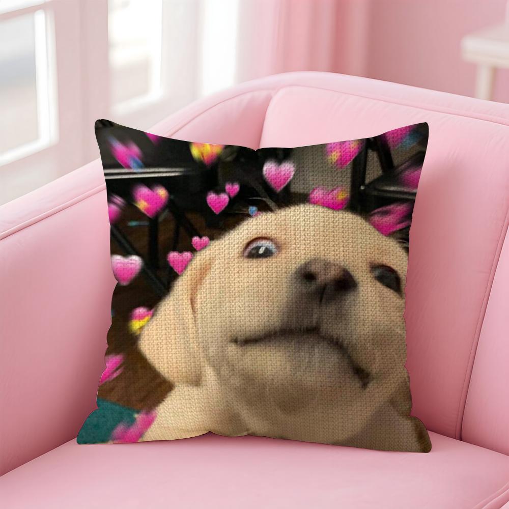 Cute Animal Dog Cat Cushion Cover Natural Linen Pillow Case DoubleSided Print Decorative Sofa Pillowcase Home Decor Gift