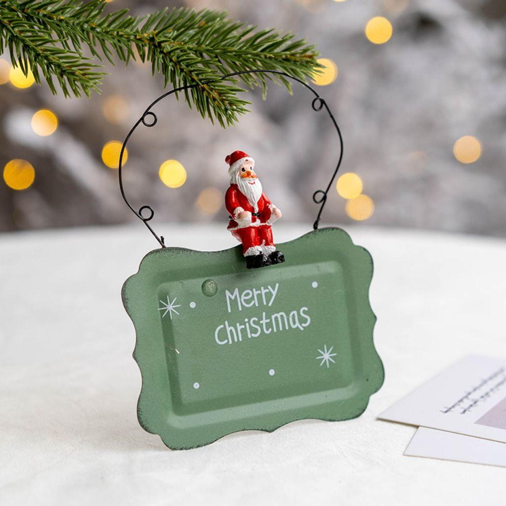 Retro Metal Xmas Tree Embellishment Welcome Door Hanging Pendants Santa Claus Cartoon Angel Doll Drop Ornaments Christmas Decor