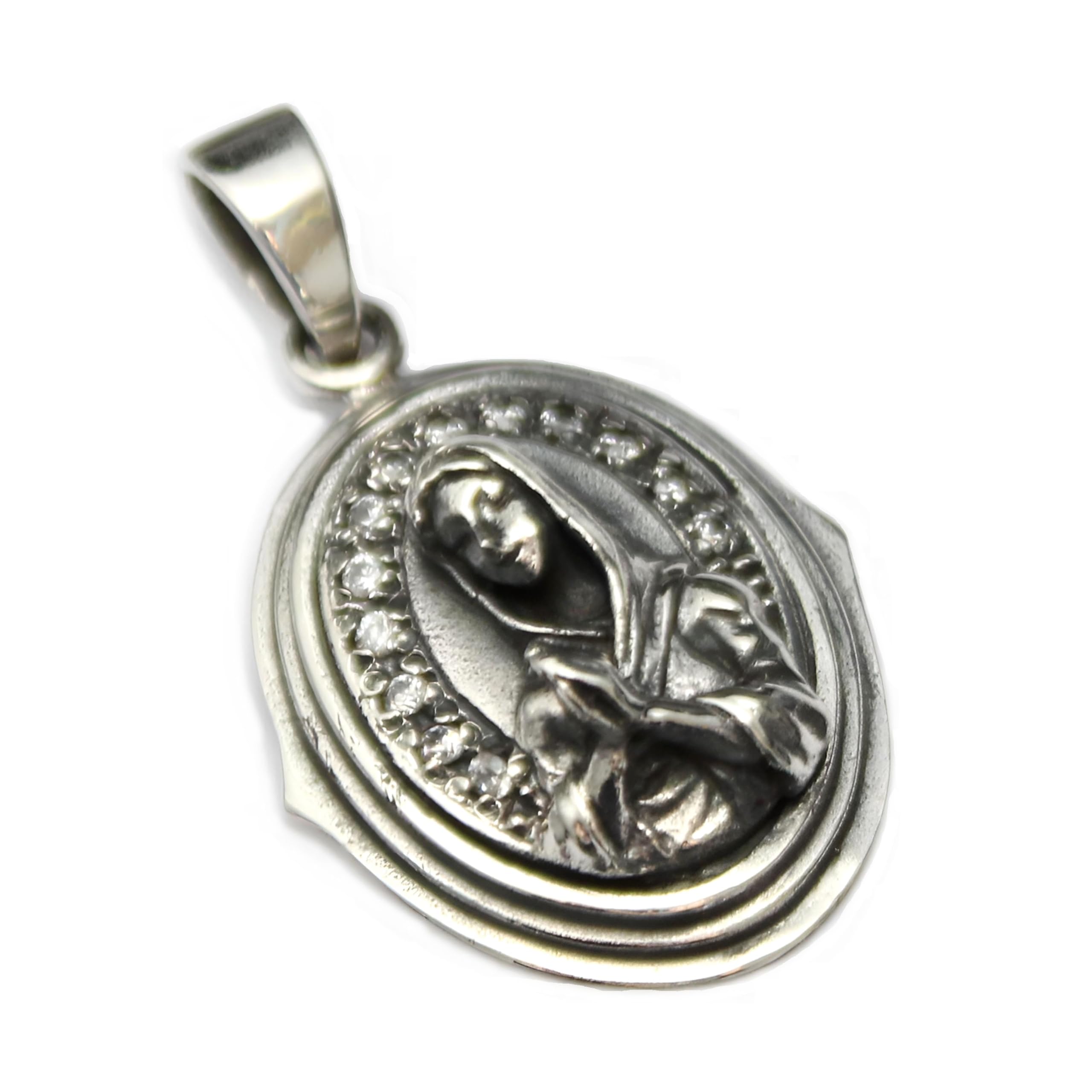

[World Accessories Carmelo] Our Lady of Guadalupe Sterling Silver 925 Pendant for Women and Men, with Clear Zirconia