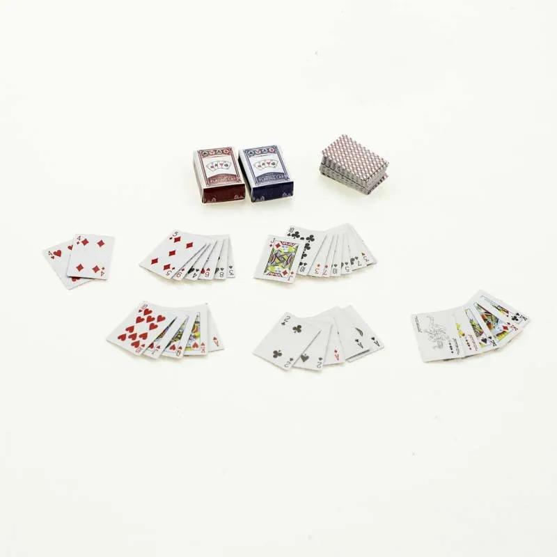 Mini Cute 1:12 Dollhouse Miniatures Poker Home Decoration Poker Cards Playing Game For Doll Kawaii Accessories
