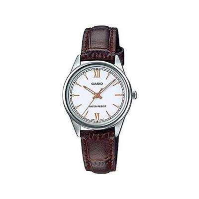 Standard LTP-V005L-7B3 Women's/Kids Watch, White/Brown Leather