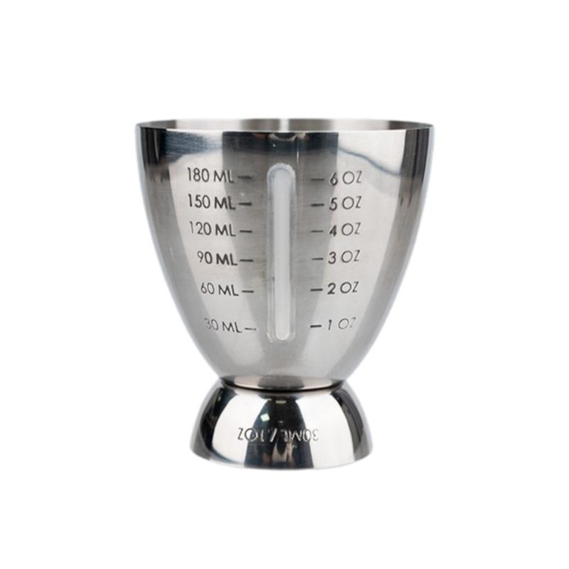JUSTINLAU 6OZ/180ML Cocktail Jigger Eggs-Shaped Bar Measuring Cup for Whiskey Wine Stainless Steel Bar&Cocktail Glass with Scale