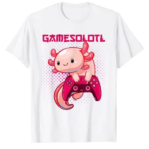 Gamer Axolotl-Lover Cute Axolotl Gaming Video Game Gifts T-Shirt Kawaii Style Graphic Teenagers Tee Tops Summer Fashion Clothes
