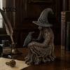 Stolní čarodějnická ozdoba Halloweenová soška na stromek, Gotická figurka vrány z pryskyřice, Strašidelná dekorace Temná fantasy Okouzlující ozdoba, Sváteční párty