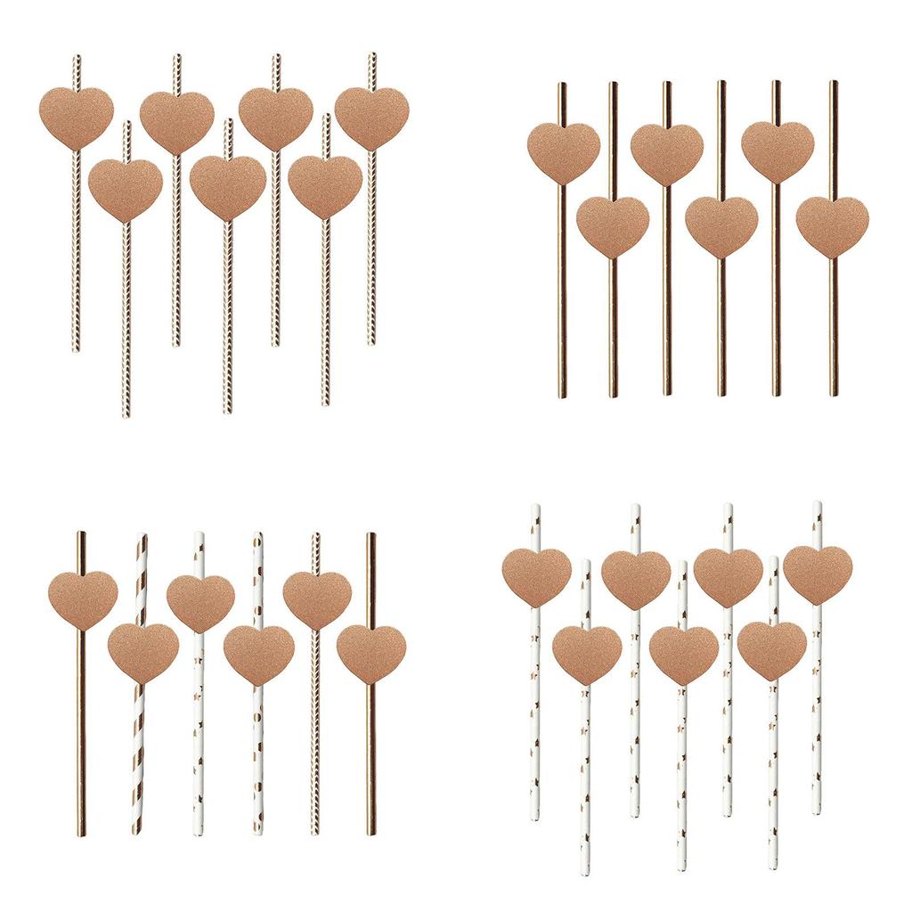 Degradable Heart Party Straws For Weddings And Celebrations With Creative Dessert Decor