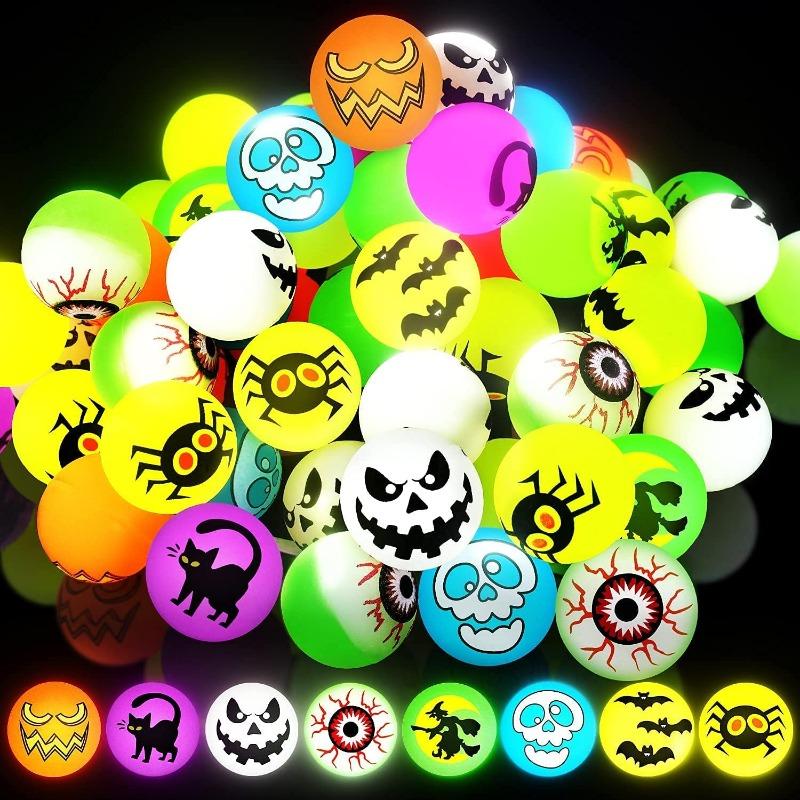50/1pcs Luminous Halloween Bouncing Balls Glow in The Dark Fluorescent Rubber Eyeball Bouncy Ball Kids Toys Decor Party Favors