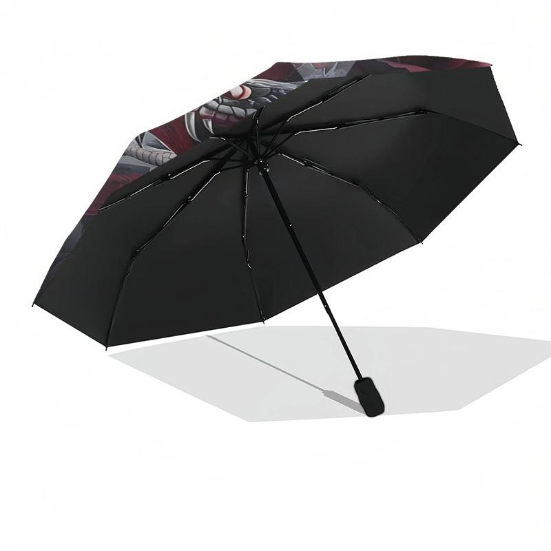 Czarny Wąż i Czerwone Róże: Automatyczny parasol otwierany/zamykany, składana konstrukcja, żelazna rama, do użytku zewnętrznego, idealny prezent dla fanów, podróżników,