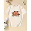 Summer and Spring Casual Top with Cute Capybara and Floral Print, Fashionable Short-sleeve T-shirt for Children, Boys and Girls