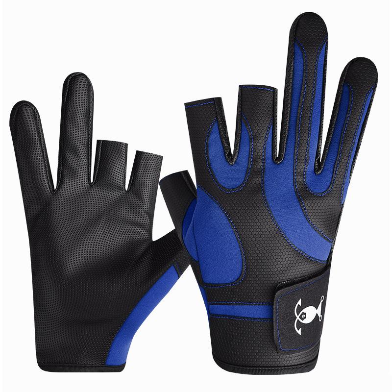 Fishing gloves non-slip leather material leak three fingers