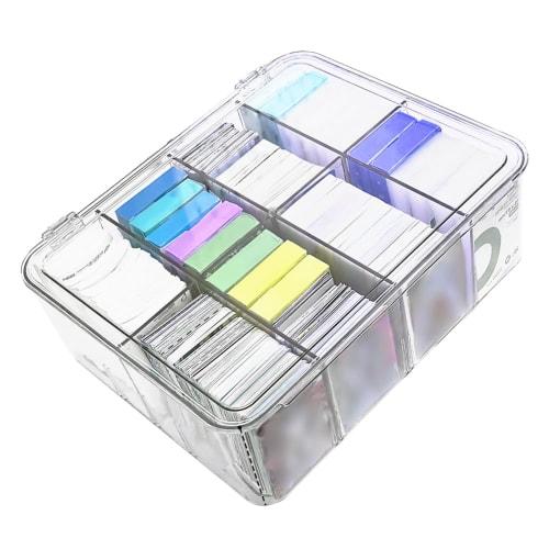 Large-capacity Trading Card Storage Case, Box-shaped, with Dividers, 8 Compartments, Clear, Waterproof