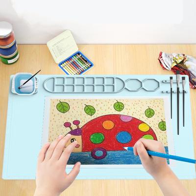 Podložka na kreslení Silikonová podložka na malování v potravinářské kvalitě s kelímkem Nepřilnavá umělecká podložka s čističem štětců Držák na pero Potřeby pro kutily z hlíny