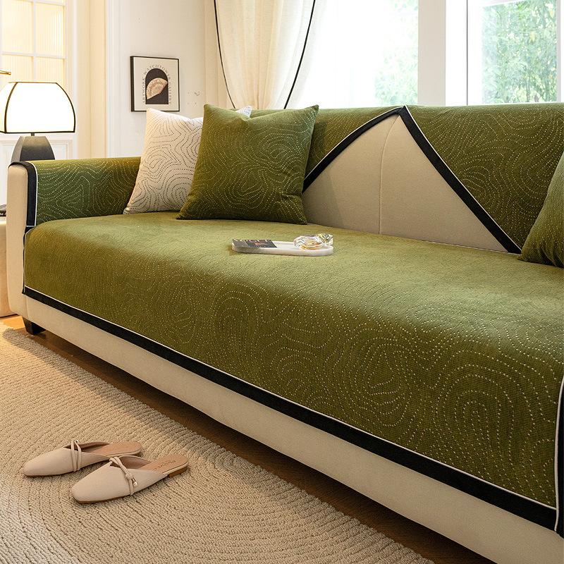 

Stylish And Simple Chenille Sofa Cushion Non-Slip Solid Color Light Luxury Embroidery Seat Cushion Sofa Cover Sofa Cover 70*70cm