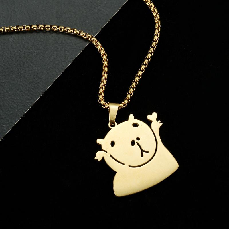 Capybara Necklace Couple Pendant Valentine s Day Gift Funny and Cute Titanium Steel Necklace 60CM