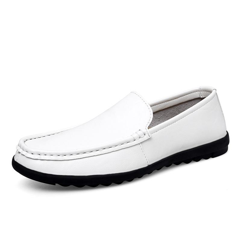 Men s Versatile Leather Loafers - Casual Slip-On Soft Sole Shoes for Spring & Autumn 42 белый