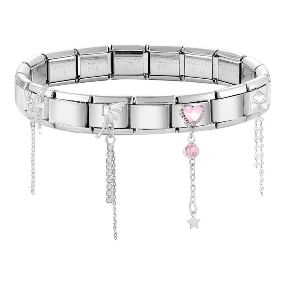 Butterfly Bow Knot Zircon Bracelet Links Stainless Steel Bracelet Links  Bracelet Crafting
