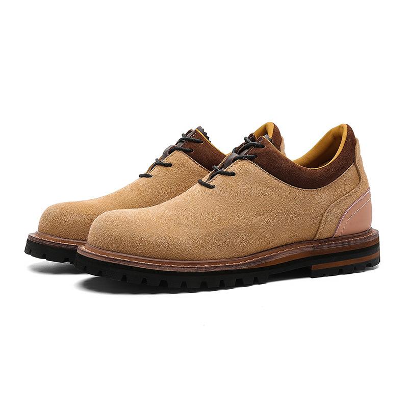 New Niche Retro Maillard Heightened Derby Shoes Small Yellow Boots Low-top Big Head Shoes