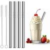 Stainless Steel Smoothie Straws, 0.4'' Extra Wide Reble Metal Drinking Straws for Milkshake, Smoothie, Bubble Tea, Juice, Beverage, Set of 4 with 2