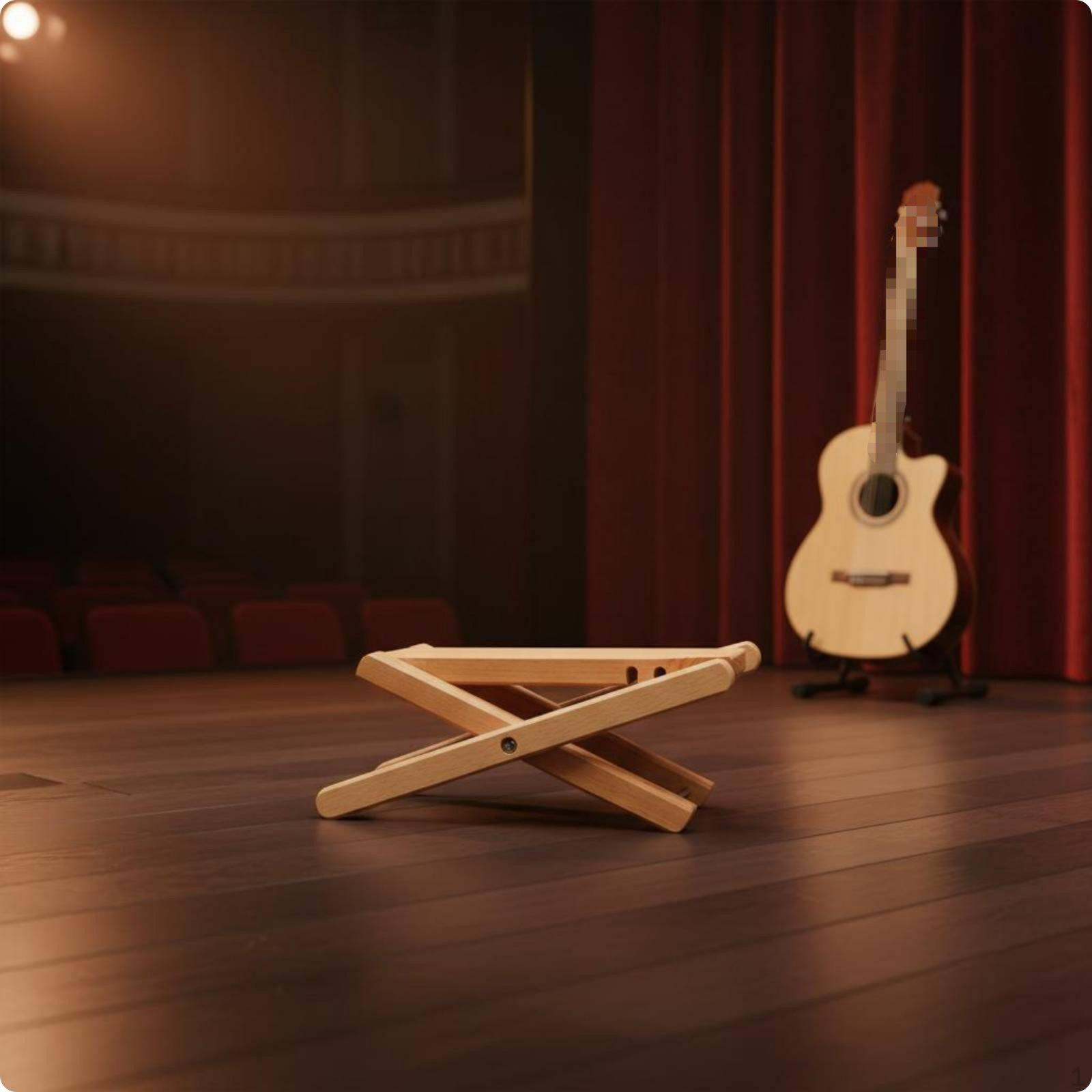 Adjustable Guitar Footrest Sturdy Wooden Construction Folding Footstool Foldable Design