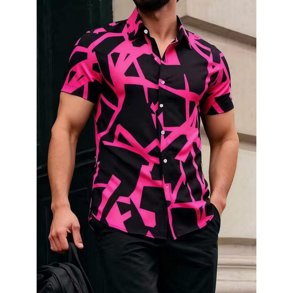 Hot Selling Summer Men's Tops, Fashionable Casual Shirts, Digital Printed Short Sleeved Shirts