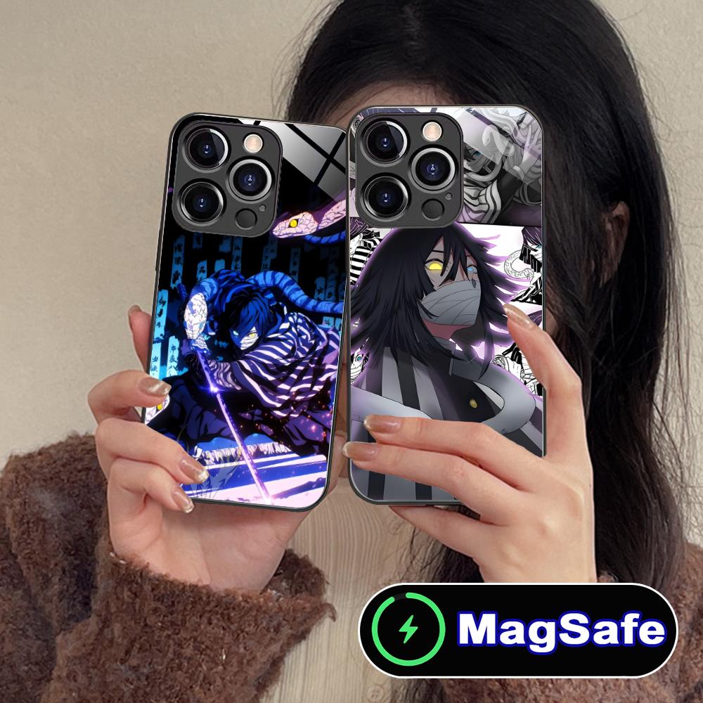 Blade Extinction Obanai Iguro Phone Case for iPhone 17 16 15 14 13 12 11 Air Pro Max Plus Mini MagSafe Glass Colorful Cover