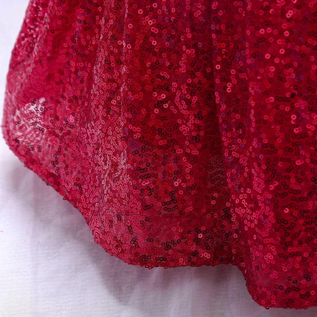 2024 Kinder Pailletten Blumenmädchenkleid - Aufgebauschtes Rockteil Hochzeit/Geburtstag Prinzessinnenkostüm
