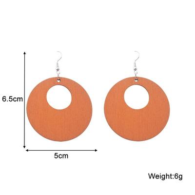 Hohle große runde Kreis Holz Anhänger Ohrringe für Frauen übertrieben einfache geometrische Schmuck Brincos Geschenk