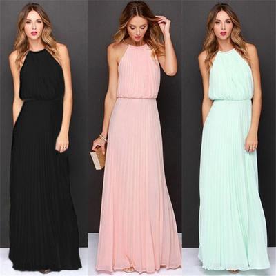 Mode Elegant Ärmellos Plissiert Sexy Langes Kleid Lässig Schlichte Einfarbig Damen A-Linie Party Maxi Kleider Schulterfrei Kleidung