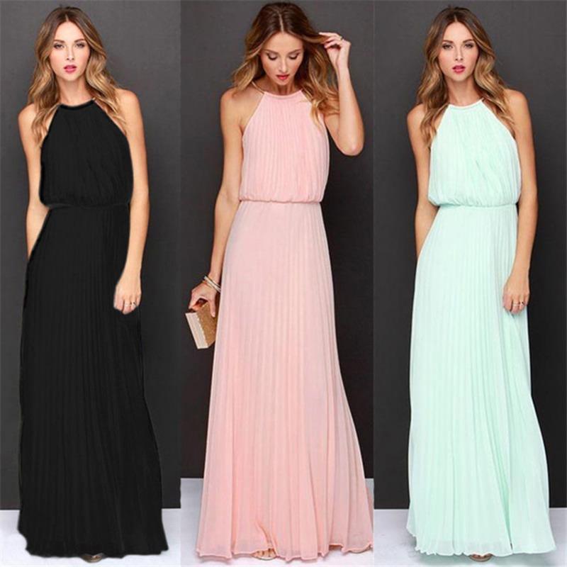 

Fashion Elegant Sleeveless Pleated Sexy Long Dress Casual Simple Solid Color Women A-line Party Maxi Dresses Off Shoulder Clothing S білий