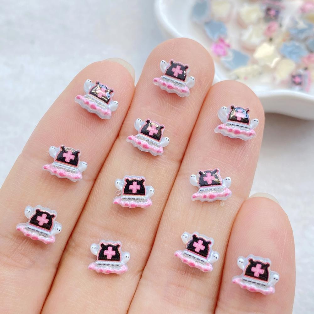 

50Pcs Cute Mini cartoon Halloween bat, skull lollipop Nail Art Resin Designer Charms DIY Craft For Nail 3D Decorations Jewelry