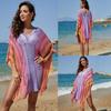 Ausgestricktes Sonnenhemd mit Lochmuster, Bikini-Badeanzug mit Tunika, sexy weiter Pullover Strandtunika