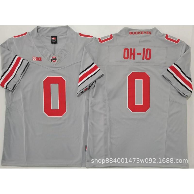Mens Ohio State Buckeyes Rugby Jersey Training Shirt Cotton Blend Embroidered Football Uniform College Team Practice