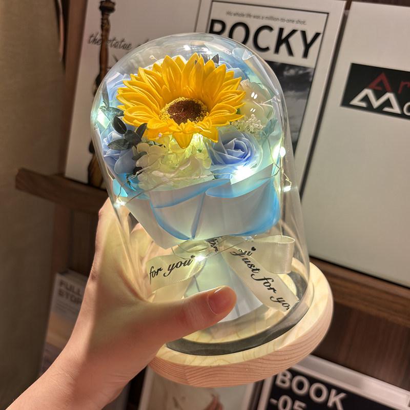 March 8th Women's Day Eternal Rose Glass Dome Bouquet - Ideal Birthday Gift for Girlfriend or Mom