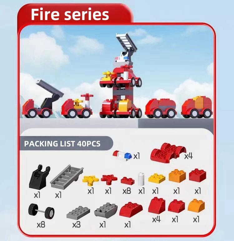 Non-Toxic 35/40/42Pcs Large Particle Building Blocks Car Engineering Traffic Vehicle Excavator Assemble Education Children Toy Diy Bricks