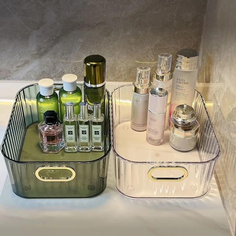 Luxury Acrylic Transparent Storage Box for Beauty Products and Cosmetics on Desk with Lipstick Basket and Facial Mask Organizer