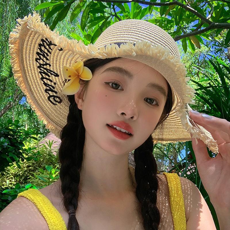 Summer Internet celebrity straw hat collection girls summer seaside vacation sweet raffia weaving sun hat