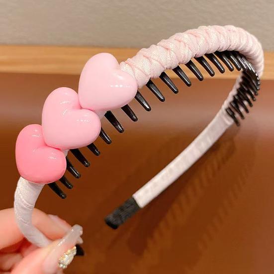 Baby Headband Anti-Slip Toothed Comb Soft 3D Heart Flower Decoration Hair