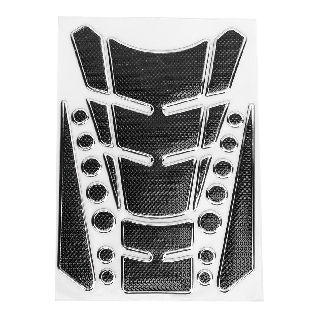 Motorcycle Fuel Tank Sticker Sponge Tape Round Dot Universal Personalized Pad Protector(Black Silver )