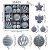 35PCS Flocked Xmas Tree Decor Set Velvet Bows Christmas Ball  Home Holiday Decor