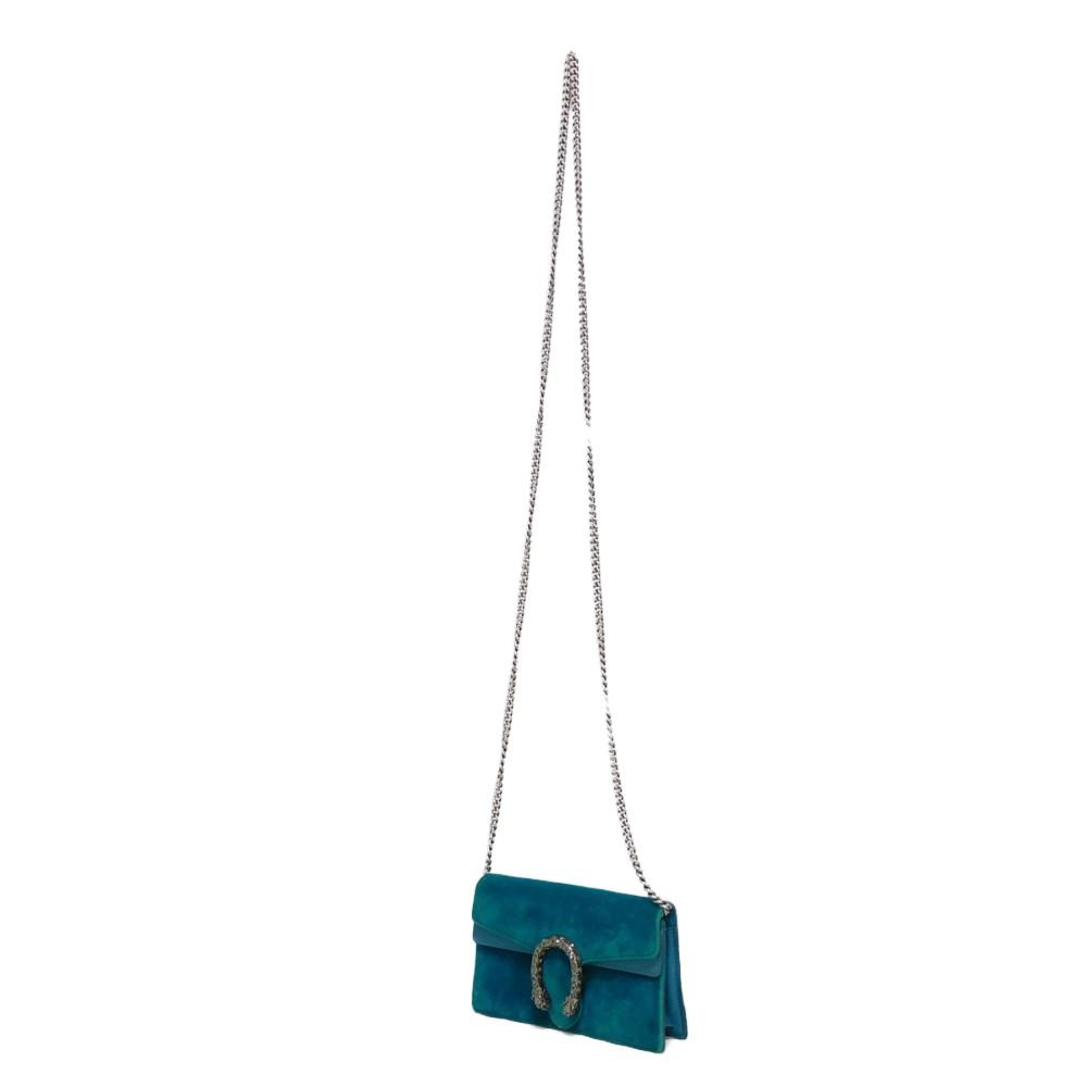 Used Dionysus Super Mini Bag 9539 476432 K4DNN 4471 7921 Tiger Head Crystal Velvet Turquoise Women's from Japan