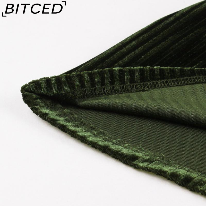 BITCED Women's Vintage Autumn/Winter Velvet Elegant V-Neck Long-Sleeve Tie-Waist Christmas Full-Skirt Dress
