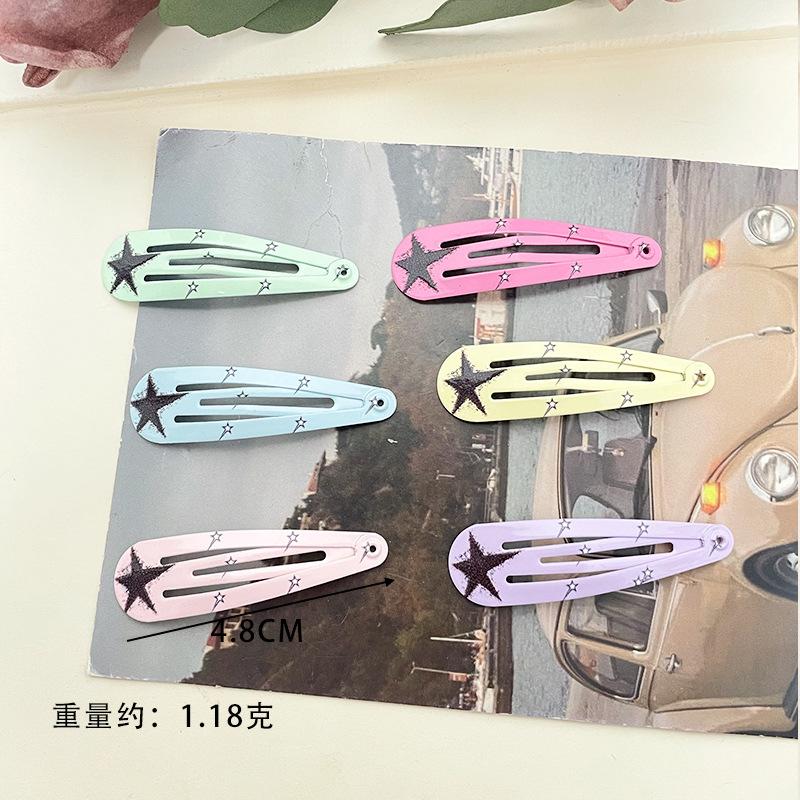 New European and American Style Bangs Hair Clip Side Clip Children's Hair Clip BB Clip Hair Accessories Water Drop Clip Printed Five-Pointed Star