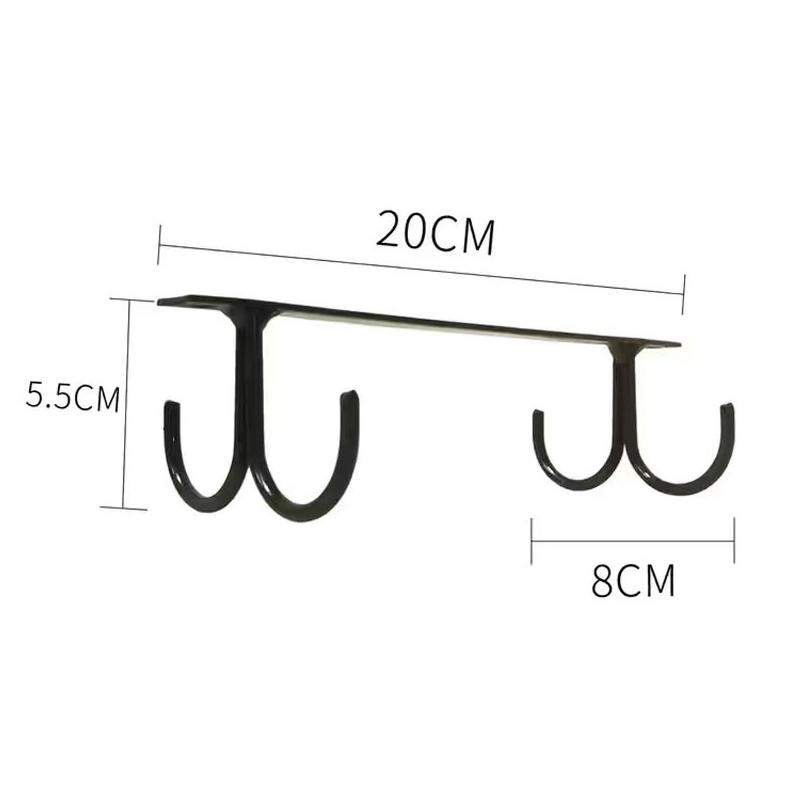 Kitchen Cup Holder Mug Rack Under Cabinet 4 Hooks Under Shelf Display Hanging Drying For Bar Kitchen Utensils Household