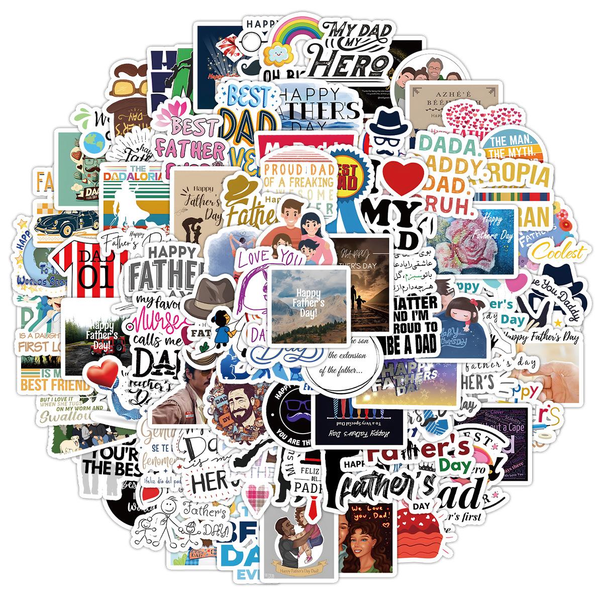 

100 Cute Style Father s Day Graffiti Stickers Suitcase Water Cup Waterproof Decorative Stickers Children s DIY Stickers