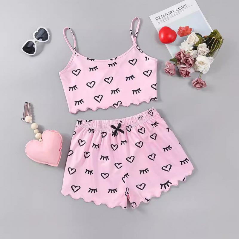 European and American Sleeveless Tank Top & Shorts Two-Piece Pajama Set for Women