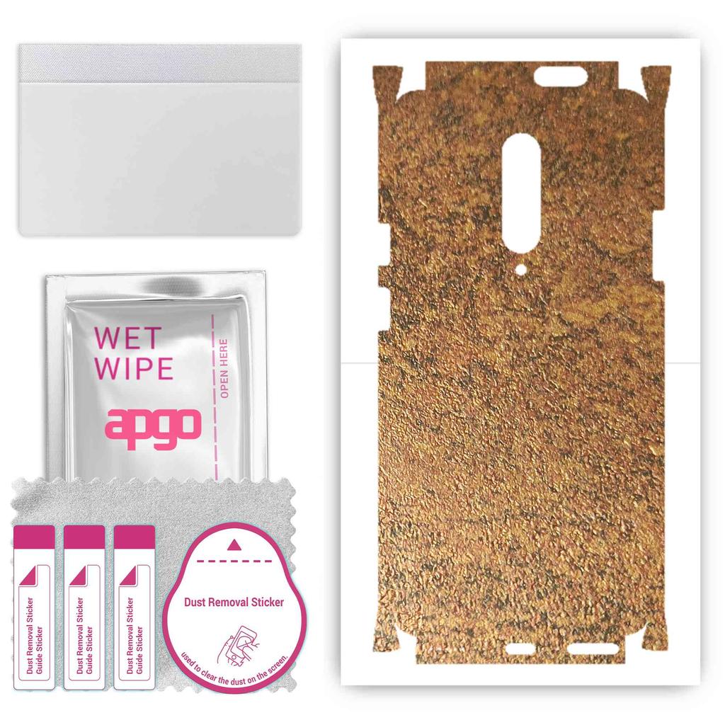 apgo Ochranná samolepka Skin pro zadní stranu + boky kompatibilní s OnePlus 7 Pro, Fólie Full Wrap, Fólie, Vinyl - Vzor Rezavá měď
