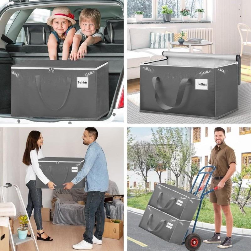 2 Stück Gewebte PP Aufbewahrungstaschen Wasserdicht mit Reißverschlussgriffen Schwerlast Umzugstaschen Alternative Umzugskartons zum Gepäckpacken