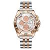 Men Chronograph Watches Stainless Steel Analog Quartz Wrist Watch Waterproof Luminous Date Business Dress Watch for Men