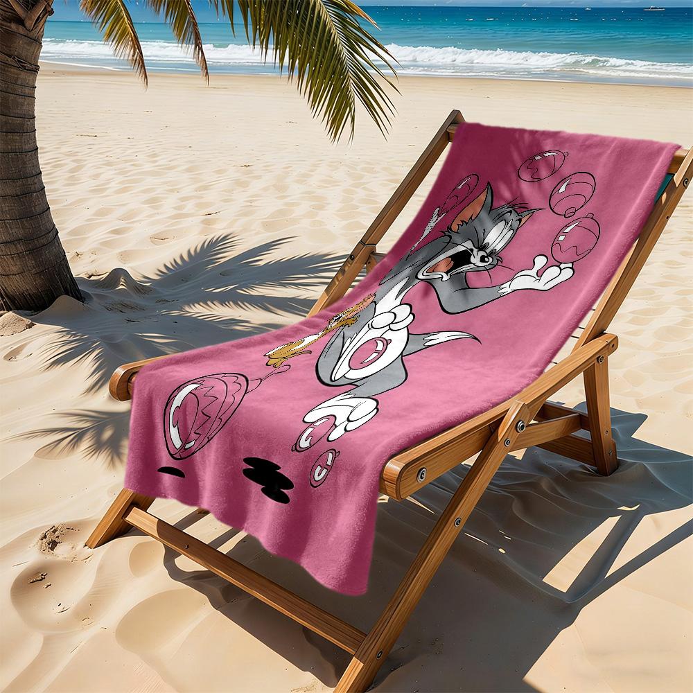 Tom Jerry Cheese Day Beach Towel Super Soft Microfiber Quickdry Fabric Comfortable Lightweight Perfect for Traveling Yoga Camping and Swimming