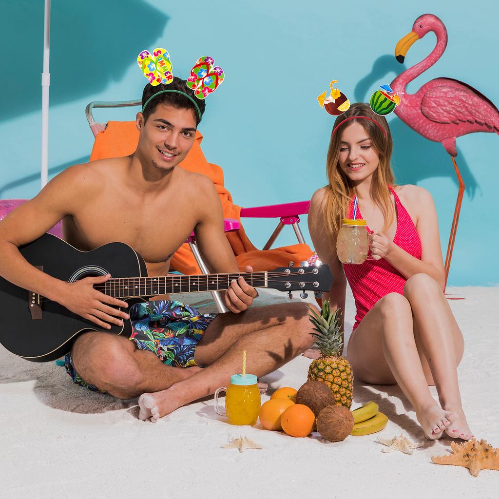 Oneant 12 Stück Hawaiianische Party-Haarreifen Filz Luau Kopfschmuck Tropische Frucht-Dekorationen Ananas Flamingo Palme Baum Zubehör Fo