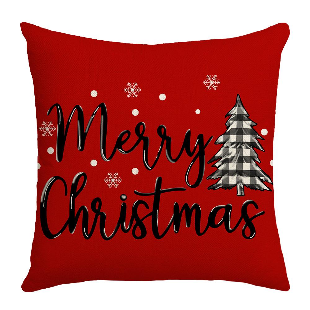 Christmas New Throw Pillow Cover Sofa Cushion Linen Christmas Red Festival Home Decoration Cushion Pillow Cover